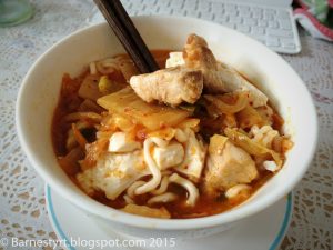 Kimchi jjigae with noodles
